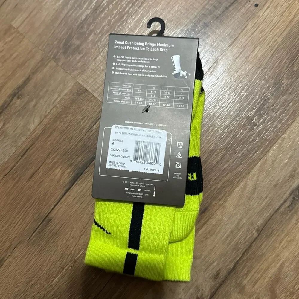 2013 Nike Elite Cushioned Basketball Dri-Fit Volt vintage Crew Socks